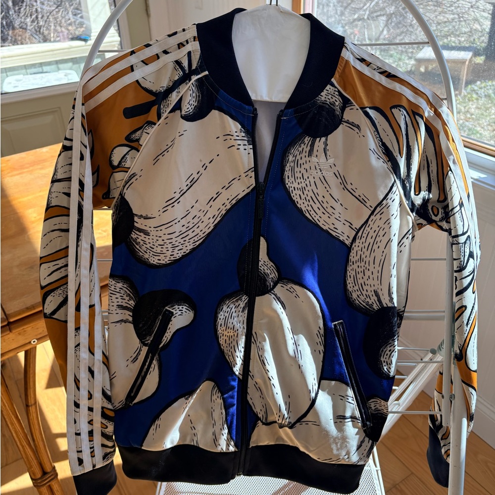 adidas Blue, White & Black Graphic Track Jacket